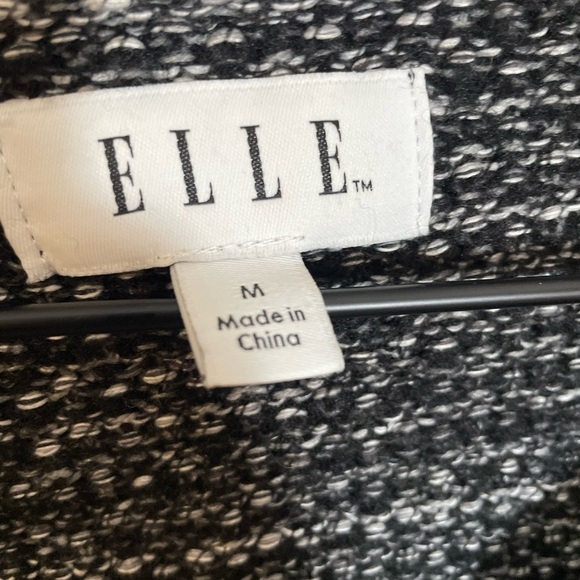 Elle Women's Black White Gray Knit Open Front Sweater Cardigan Size Medium - Picture 2 of 10